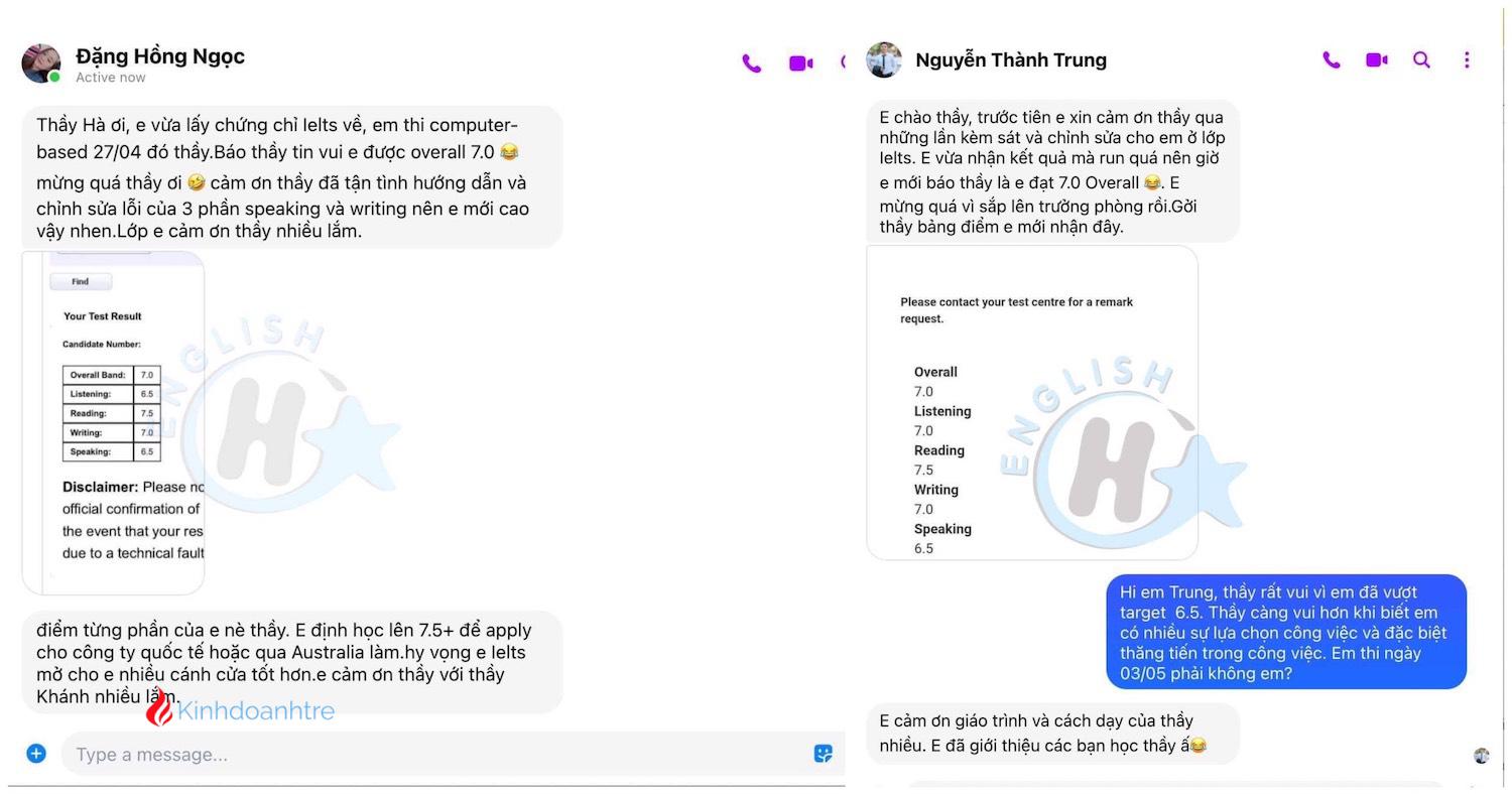 Những feedback “chất lượng" từ những học viên gửi đến thầy Trần Quốc Hà.